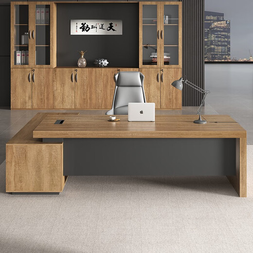 Fubaisen desk boss desk office modern simple boss desk president desk office desk and chair combination manager table 1.6 meters table does not include side cabinet + chair