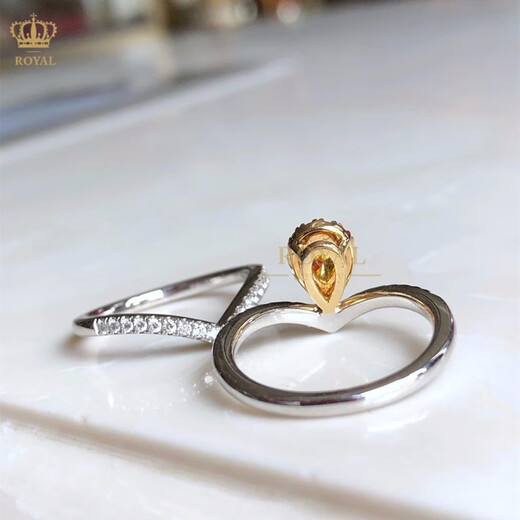 ROYALPICK Customized 0.3CT Yellow Diamond Ring Women's Diamond Ring Yellow Diamond 18k Gold Wife and Girlfriend's Day Birthday Engagement Gift Customized Yellow Diamond Ring (Customized 7-day delivery)