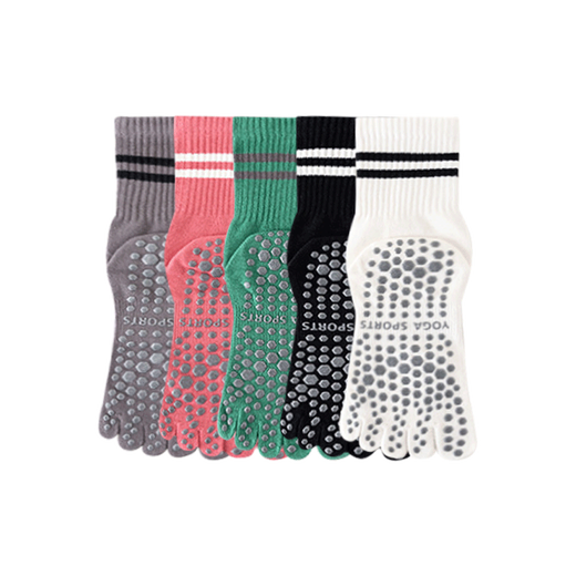 Yalu yoga socks non-slip split-finger women's five-finger socks spring and summer Pilates socks indoor special floor sports dance socks black + white 2 pairs one size fits all (recommended size 34-39)