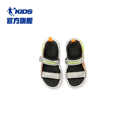 Jordan QIAODAN Children's Shoes Boys' Sandals 2024 Summer Mall Same Velcro Open-Toe Beach Sports Sandals Silver/Flying Orange 29
