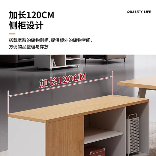 Lelike desk simple modern manager desk office desk and chair combination light luxury design lacquered boss desk president desk 160CM*80CM single table + side cabinet