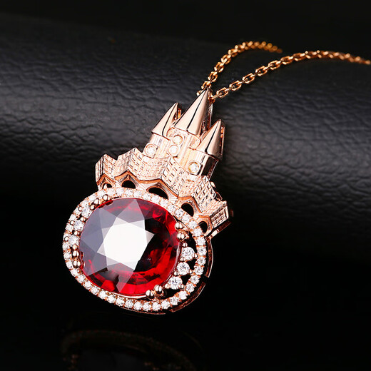 Haikai Necklace Women's Tourmaline Red Gemstone Necklace Luxury Jewelry Valentine's Day Birthday Gift Pigeon Blood Tourmaline Necklace (4.93 carats 30-point diamond/selected flawless)