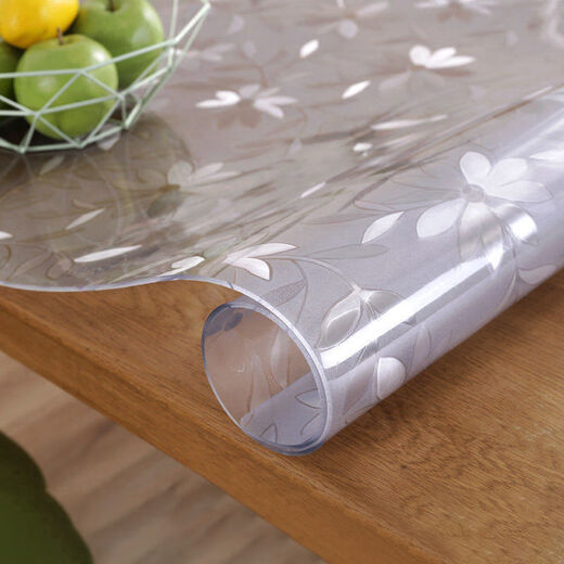 Feather Pocket Transparent PVC Tablecloth Soft Glass Waterproof, Oilproof and Anti-scalding Table Mat Rectangular Coffee Table Dining Table Mat Crystal Plate Tablecloth Upgraded Environmentally Friendly Pure Ultra-High Transparent 1.0 Width 70cm*130cm