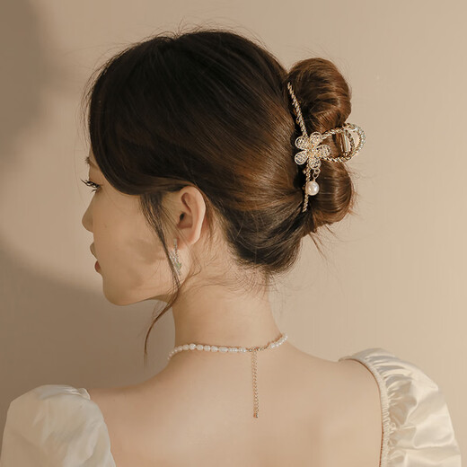 Xiang Wan Hairpin Hairpin Temperament Metal Flower Clip Chinese Style Hairpin Back of the Head High-end Large Shark Clip Hair Accessory