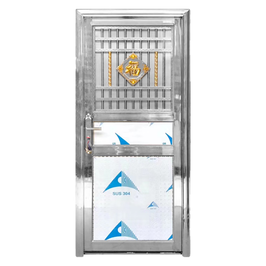 Qilicai 304 дверь из нержавеющей стали, однодверная балконная дверь, плоская рама, дверь во двор, аренда двери, проект двери подсобного помещения, простая дверь 800*2000, открывание наружу, левый замок