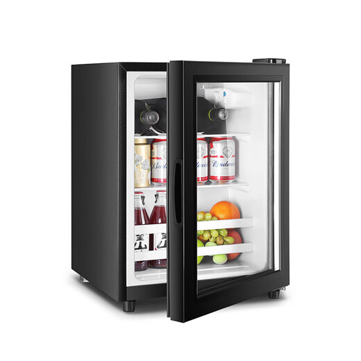 CHIGO Ice Bar Refrigerator Home Constant Temperature Wine Cabinet Mini Single Door Office Transparent Glass Preservation Cabinet Tea Beverage Cabinet Small Refrigerator Level 1 Energy Efficiency 75L Refrigeration Preservation + White Light