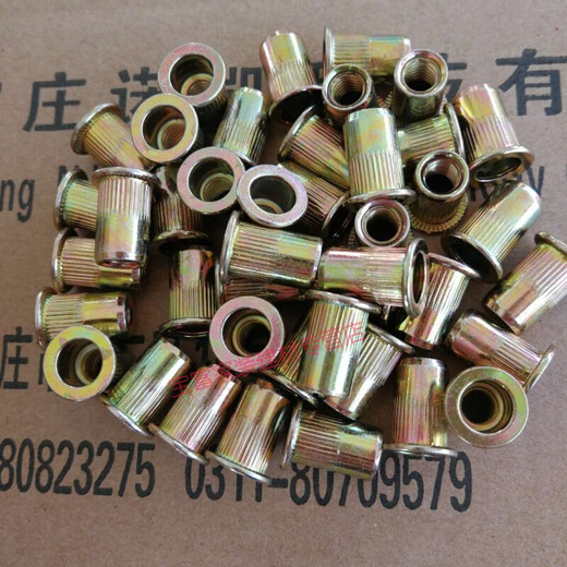 Yue Changsheng rivet nut flat head cylindrical rivet nut knurled rivet nut rivet nut M3M4M5M6M8M10M12 color zinc M12100 pieces