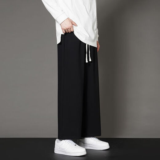 Foss Phil straight pants men's autumn and winter versatile sports loose drape casual pants men's 9066 black L