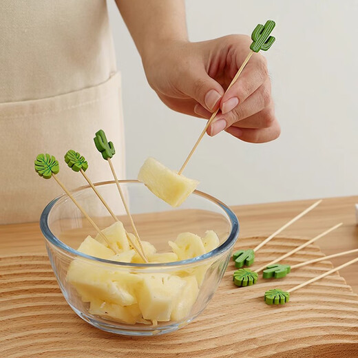 Millennium Lianmu disposable fruit skewers, artistic flower skewers, bamboo skewers, creative candied haws skewers, burger skewers, snack decoration skewers, five-color rabbit skewers 13cm (100 pieces)