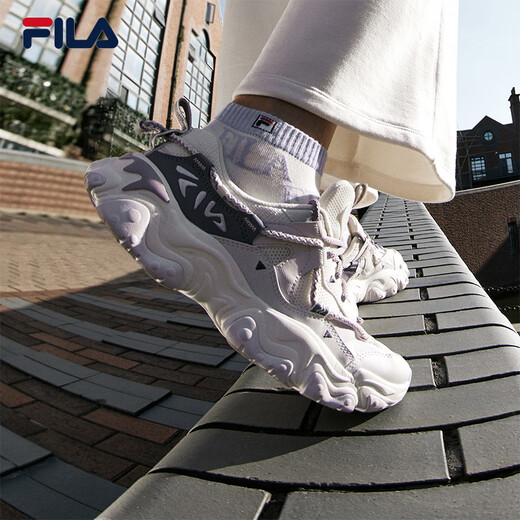 FILA official women's shoes FLUID 5 cat claw casual shoes fashionable retro sports shoes for women milk white/romantic purple-GO 38