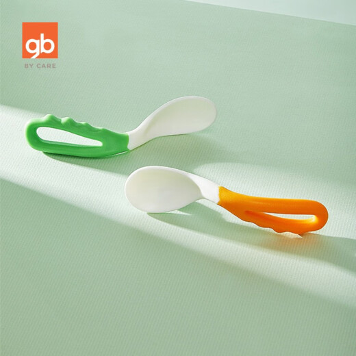 Goodbaby (gb) children's tableware curved two-color spoon children's feeding water spoon 2 pieces