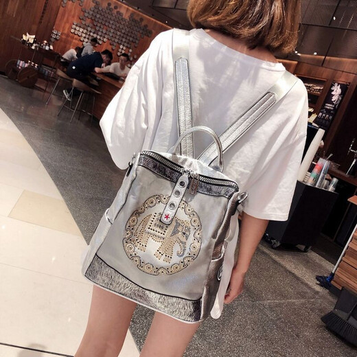 迈克史密斯 女包双肩包 春夏新款大象烫钻火时尚百搭大容量三用背包休闲洋气潮CK1694 黑色