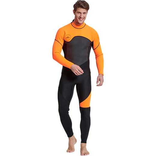 SBART 3MM diving suit one-piece thickened cold-proof and warm winter swimsuit deep diving snorkeling surfing sports fishing suit training suit 1070 men's orange 3mm 2XL