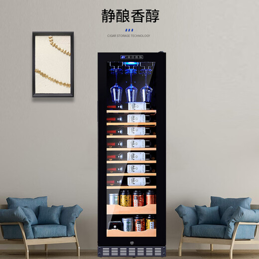 Curtis Compressor Constant Temperature Moisturizing Red Wine Cabinet Home Grape and Wine Box Ice Tea Refrigerator Bar Storage Tea and Red Wine All-in-One Cabinet with Lock Constant Temperature Wine Cabinet 1.5 Meters High Air-cooled + (Red Wine + Tea Style) + With Door Lock + About 60 Bottles