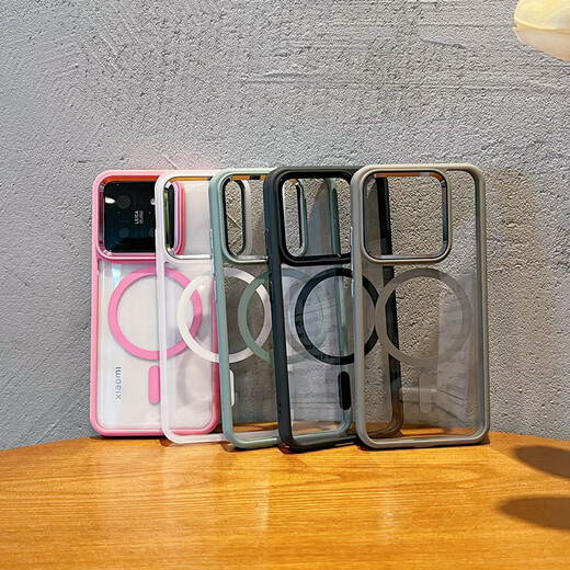 Heken transparent magnetic charging suitable for Xiaomi 17promax mobile phone case new Xiaomi 17 acrylic xiaomi15pro soft edge high-end anti-fall protective cover for Xiaomi 14pro translucent white transparent back plate does not turn yellow Xiaomi 14