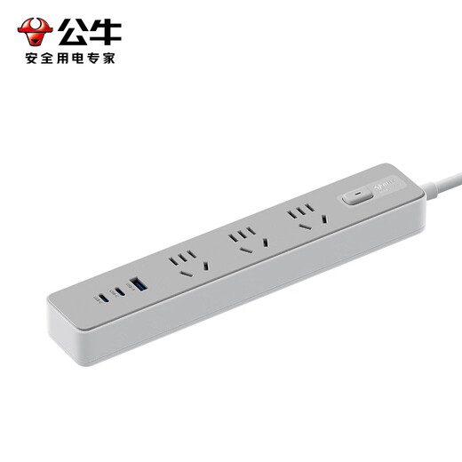 BULL (BULL) 20W PD Apple fast charging socket/strip board/socket strip/strip board Type-c+USB+3 jack full length 1.8 meters Generation Z GN-Z1031U20J master control switch