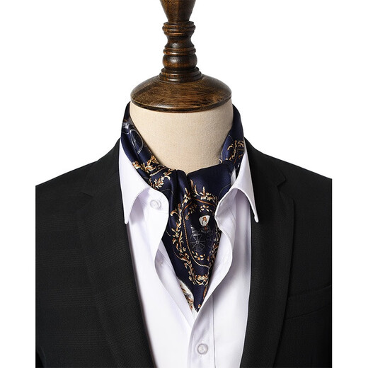 Hangsifu silk scarf men's neck scarf mulberry silk suit scarf father's birthday husband boyfriend gift Flowers in the Mirror-Tibetan Blue