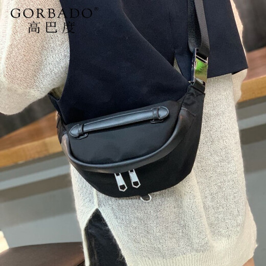 GORBADO 2024 new women's bag saddle bag soft leather chest bag fashion trend versatile waist bag multi-purpose canvas shoulder crossbody bag black nylon style