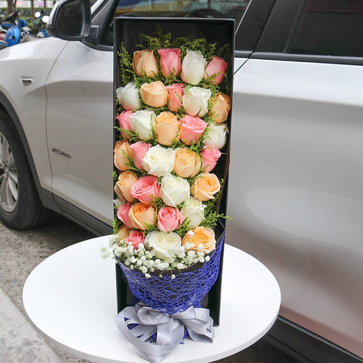 Laiji Flower Express 33 red roses gift box bouquet for girlfriend’s birthday gift nationwide citywide delivery 33 mixed roses gift box