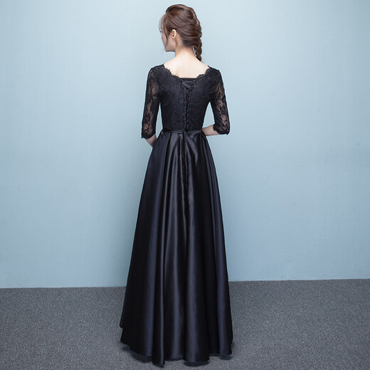 You can wear a cocktail dress at the Timochi annual meeting. Black cocktail dress for evening ladies. Slim and long banquet choir performance dress. Burgundy long S.