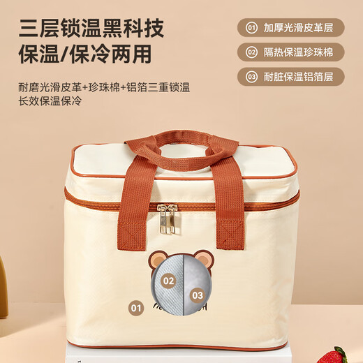 Mondavia Lunch Box Bag Insulated and Cold Portable Lunch Bag Dinner Plate Bag Picnic Camping Takeaway Portable Office Worker Lunch Bag Round Insulated Bag Short Style