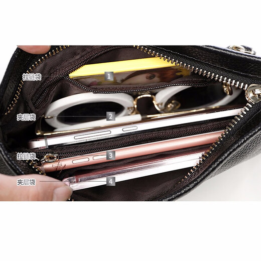 Sephoron Fashionable First Layer Cowhide Shoulder Bag for Women 2025 New Genuine Leather Small Clutch Wallet Mini Clutch for Mobile Phone Black