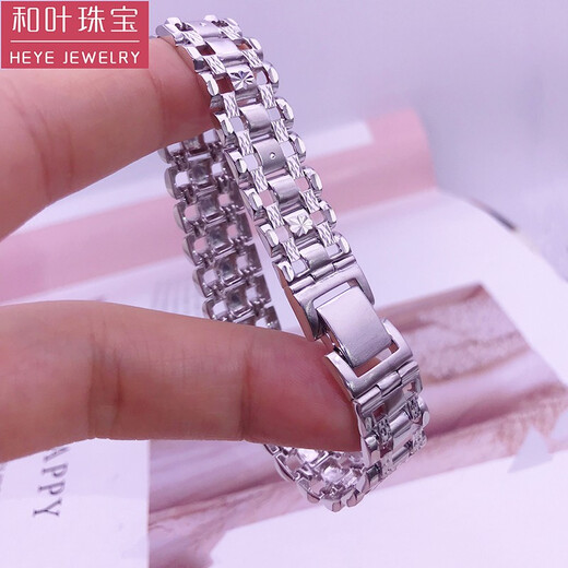 Heye Jewelry Liang blind pt950 platinum chain car flower watch chain men and women platinum bracelet men platinum couple platinum bracelet gold weight 28.88 grams about 10mm wide 17cm long