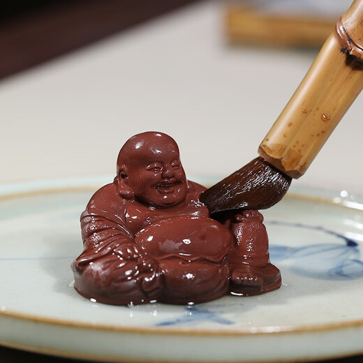 Wanhuyuan purple sand tea pet ornaments can raise Maitreya Buddha tea pet Kung Fu tea set accessories tea play tea table tea table tea ceremony Zen tea set ornaments Maitreya Buddha medium size