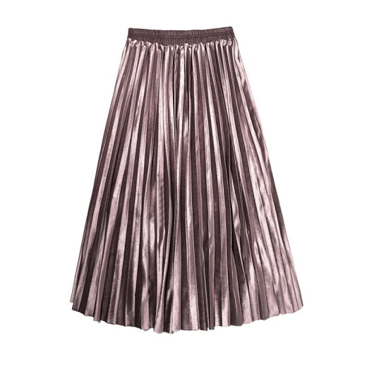 Langsha gold velvet skirt women's autumn and winter mid-length high-waisted pleated skirt A-line skirt slimming long skirt black silver gray L
