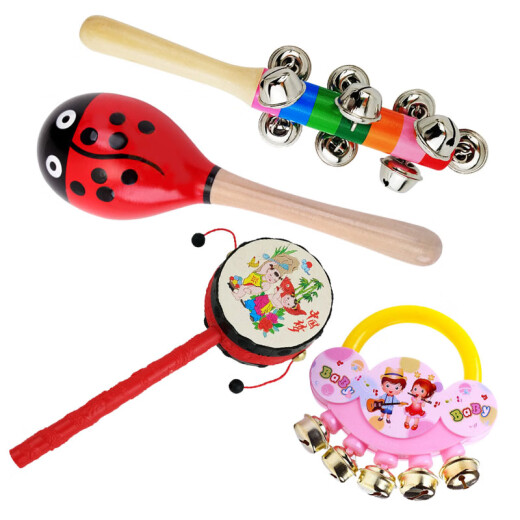 JianYun baby rattle 0-1 year old newborn infant baby toy hand rattle maracas rattle soothing grasp training musical instrument set 4-piece set (random color)