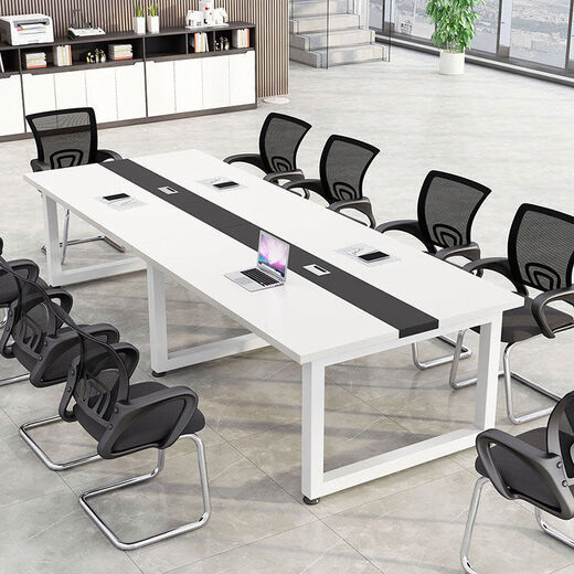 Xifu table de conférence table longue bureau rectangulaire salle de conférence table longue établi grande et petite table de conférence et chaise combinaison table simple couleur chêne longueur 240 largeur 120 convient pour 8 personnes