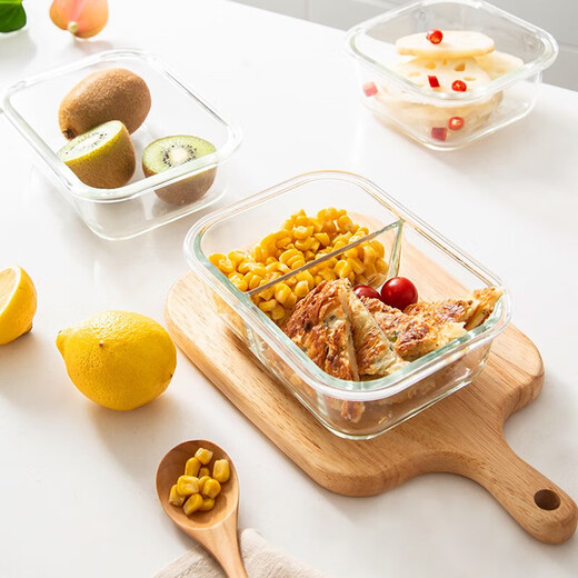 LOCK&LOCK crisper, microwave heated lunch box, frozen three-piece set 520ml*2+640ml LLG983S601