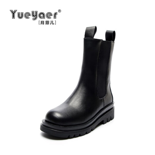 Yue Yaer Chelsea short boots women's 2020 winter new chimney boots thick sole British style women's boots plus velvet nude boots plus velvet 5037