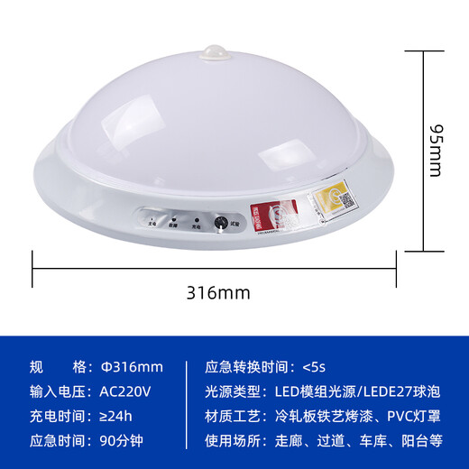 Tin light LED ceiling light corridor aisle staircase human body infrared induction sound and light control emergency fire garage power outage lighting emergency light 24W light source + human body induction