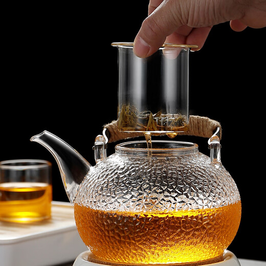 Magnolia incense high temperature resistant thickened glass tea kettle electric ceramic stove heating kettle household tea set tea kettle small tea kettle set golden beads 900ML (single pot)