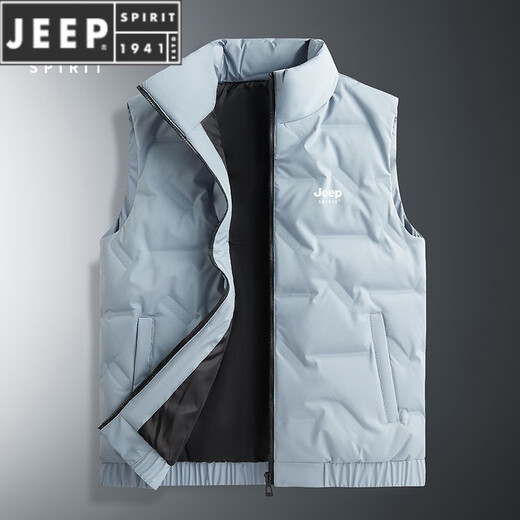 JEEP SPIRITJEEP Light Thin Down Vest Men's 2024 New Spring and Autumn Waistcoat Outer Wear Vest Men's Down Jacket Sleeveless Jacket Men's Style - Dark Gray 80 Duck Down 7XL