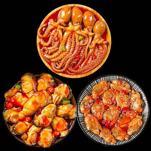 Hailingguan Spicy Octopus Seafood Canned Ready-to-Eat Delicatessen Lobster Tail Oysters Squid Octopus Canned Snacks Sample Sample 1 Can of Octopus