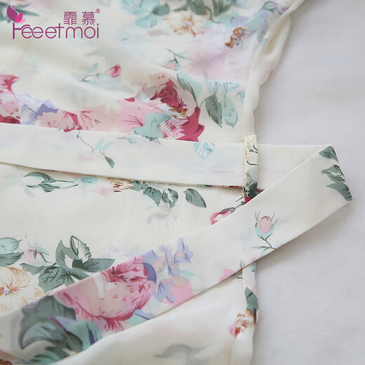 Envy female temptation see-through retro printed nightgown small chest deep V cardigan nightclub nightgown sexy thong three-piece suit belt one size