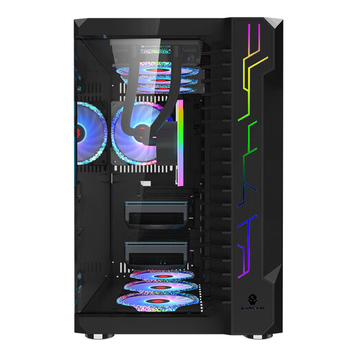 Wanjia Robin 3 wide-body double-sided transparent glass chassis dual 360 water-cooled computer main chassis sea view room chassis desktop 30 series long graphics card vertical mounting chassis Bauhaus pure white Robin 3 (black) + 7 prism 4pro fan ARGB