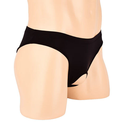 Men's sexy underwear, men's free thong, adult crotchless briefs, exposed balls, low waist, sexy hollow ice silk, white