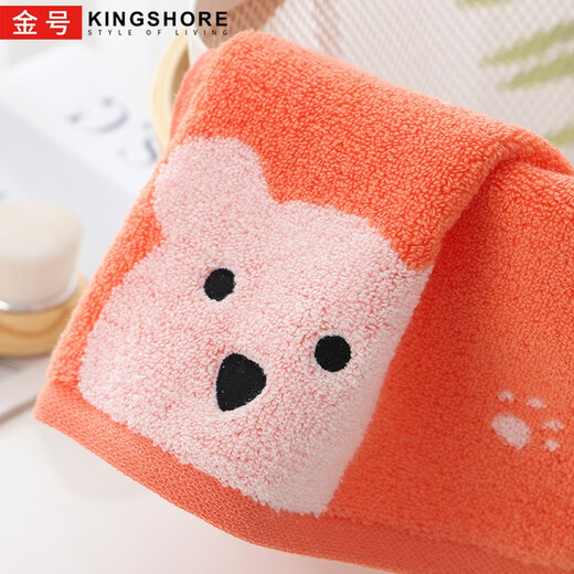 Gold number pure cotton cartoon couple children's household adult face washcloth kindergarten face washcloth lanyard square towel sweat-proof towel soft and absorbent 36*33CM (red 1 red 1 yellow) 3 pack