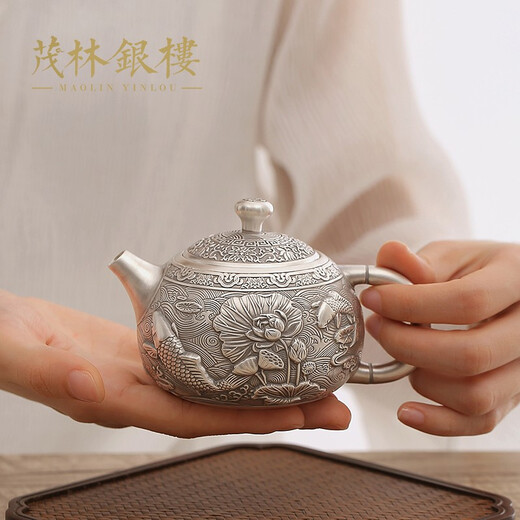 Maolin Yinlou Silver Pot Pure Silver 999 Teapot Home Tea Ceremony Kung Fu Tea Set Fair Cup Tea Cup Succeeding Years Suit