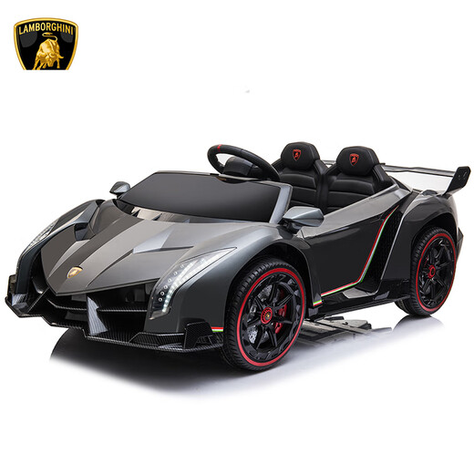 Agulun's new trendy Lambo children's car can be driven by four-wheeled two-seater children's sports car electric remote control toy car polished white MP3 four-wheel drive