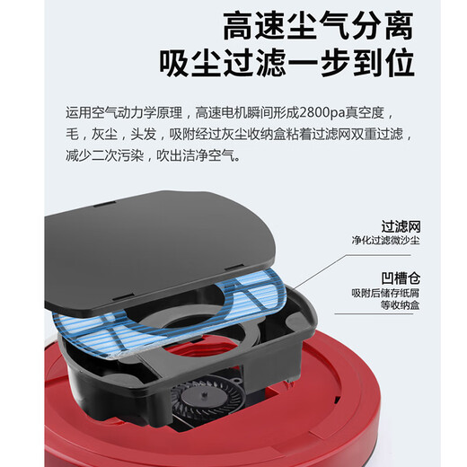 万家能智能扫地机器人全自动拖地机擦地三合一体吸尘器自动回充拖地机洗拖一体扫地机器 【红色】远程遥控+超薄机身+飓风吸力
