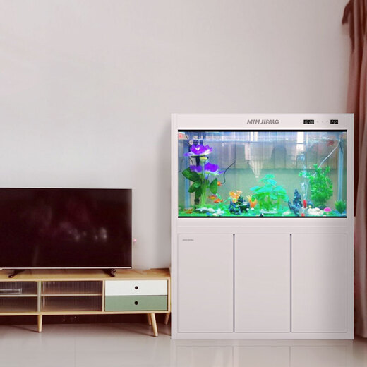 Fujian Jiang (minjiang) fish tank, aquarium, screen, living room, ecological landscaping, no need to change water, goldfish tank, ornamental arowana tank, turtle tank, aquatic plant tank, elegant white (fish farming gift pack + upgraded filtration) length 60*width 30*height 135 (fish tank+cabinet)
