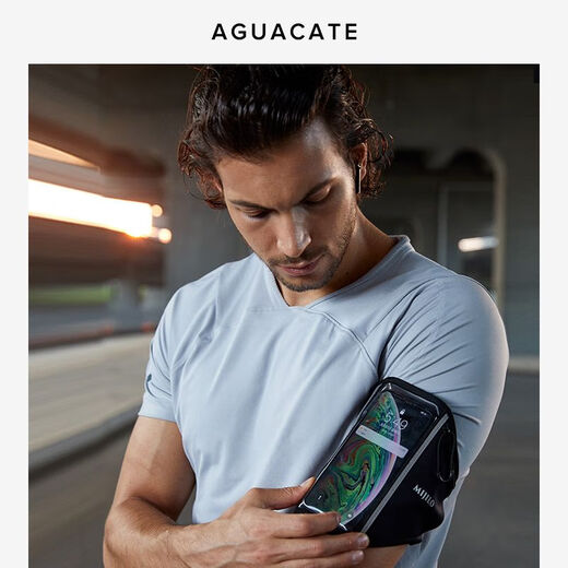 AGUACATE25 new sports mobile phone arm bag for men and women, running mobile phone arm bag for Apple 17, universal fitness wrist mobile phone bag, double pole gray (suitable for weight 100_160)