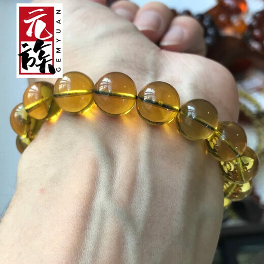 Yuan clan top concubine Burmese amber purified water blue amber bracelet 11mm single circle gold blue men and women sky blue small hand picture color
