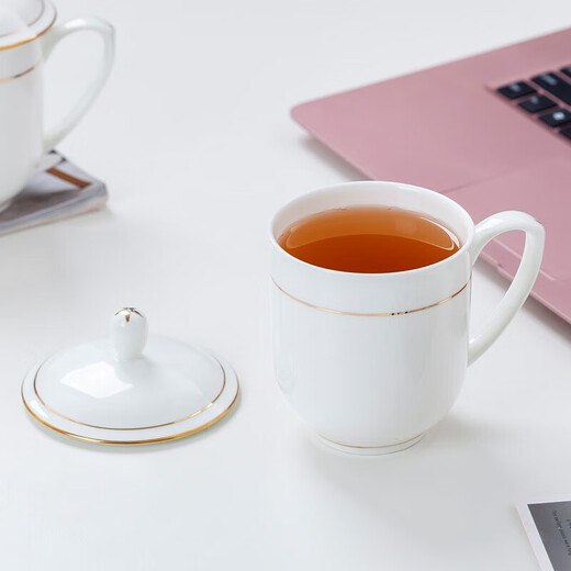 Tao Xianghui tea cup ceramic cover cup medium bone china water cup Phnom Penh conference cup office cup hotel business tea meeting cup
