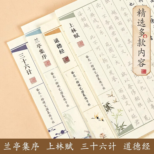 Liupintang Tao Te Ching copybook adult practice Lin Fu copybook regular script copy calligraphy beginner handwriting set girls and boys Lanting preface hairpin flower small regular script hard pen