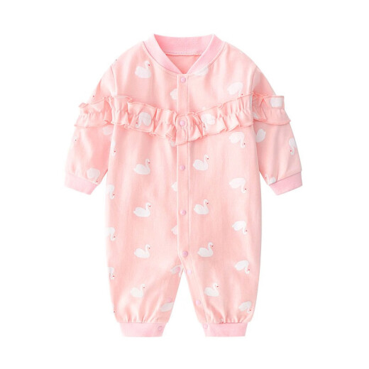 Karawa baby clothes pure cotton baby jumpsuit spring autumn summer baby long-sleeved baby clothes newborn romper 0-1 years old pink elephant 66cm